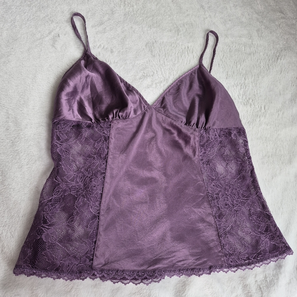 Y2K, Coquette, Victoria's Secret Silk & Lace Camisole, Purple, Small